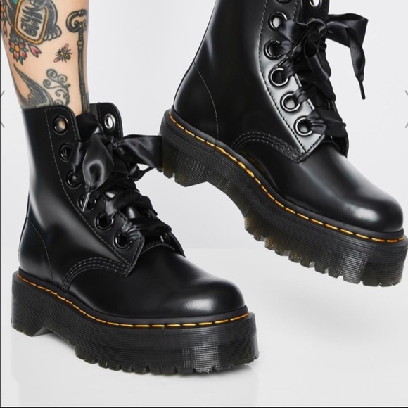 Dr MARTENS MOLLY PLATAFORMA Black Boot Size:10 - Picture 2 of 9